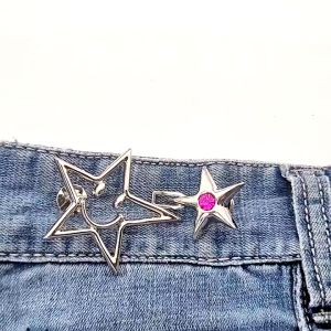 Ghim Cài Thắt Lưng Không Cần Khâu Hình Ngôi Sao Năm Cánh Đính Đá Lấp Lánh Có Thể Điều Chỉnh Được