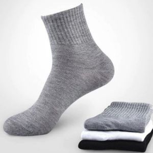 Kaos Kaki Olahraga Pendek 3 Pasang | Sport Polos Tebal Nyaman Anti Bau | Hitam Abu Putih