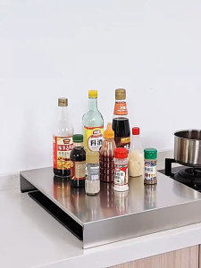 SG【Ready Stock】Non-Magnetic Gas Stove Cover Rack Stainless Guard Pro Splash-Proof Design Heavy-Duty Shelf to Protect Your Countertop from Heat