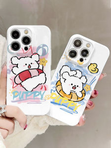 Cartoon Line Dog Couple Phone Case Magnetic Absorption Compatible with Apple Huawei Xiaomi And Other Models Eco-Friendly Plastic Full Cover Protection
