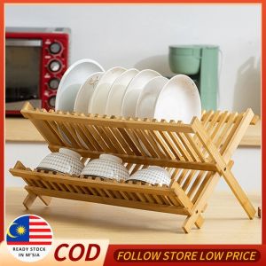 Elegant Wooden Dish Rack with 20 Slots - Space-Saving Plate Organizer for Kitchen Storage