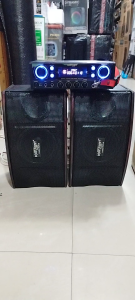 KonZert KCS-212 TodorOke Micro Component System wooden speakers and illuminated control panel With 50s double wireless mic