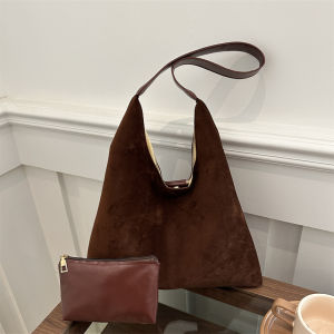 กระเป๋าถือทรงสี่เหลี่ยมกลมสไตล์วินเทจสำหรับผู้หญิง กระเป๋าสะพายไหล่ขนาดใหญ่ กระเป๋าถือสำหรับเดินทางในฤดูใบไม้ร่วงและฤดูหนาว ความจุขนาดใหญ่ กระเป๋าถือ PU ผิวหยัก