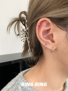 ต่างหูเงินไททาเนียมแบบโลหะผสมสากลสำหรับผู้ชาย ห่วงหูแบบเรียบ ห่วงหูแบบพิเศษ หูสูง หูตกแต่ง