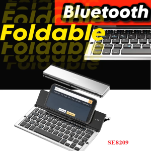 Bluetooth Keyboard Foldable Portable Folding Wireless Keyboard with Portable Pocket Size Aluminum Alloy Housing for iPhoneiPad TabletLaptops and Smartphones