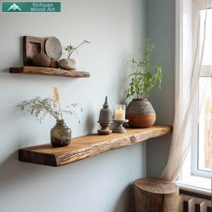 MEISITEKEKE | Vintage Original Solid Wood Corner Floating Shelf