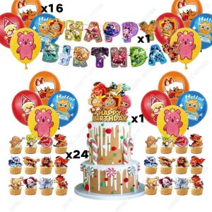 Hasbro | Cookie Run: Kingdom Theme Birthday Party Decorations Happy Birthday Letter Bunting Cartoon Gingerbread Cupcake Decorative Picks