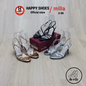 [🥇มิลล่าแท้100%🔢ไซส์36-40👠ส้น 4 นิ้ว] milla รองเท้ารัดส้นสูง หนังเงารัดส้น สวมงานราตรี รุ่น 3-56 สวย สง่างาม เบาสบาย