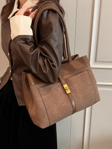 Autumn Winter Fashion Large Capacity Womens Tote Bag Retro Mermaid Style Single Shoulder Handbag Casual Soft Suede Purse