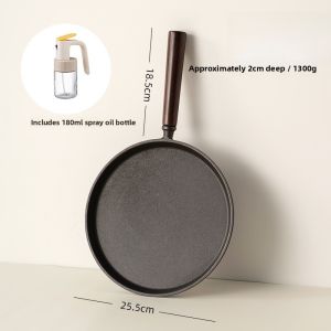 Onlycook Uncoated Cast Iron Flat Bottom Pan Home Use Steak Pancake Special Egg Fry Pan Breakfast Fry Pan Dishwasher Safe