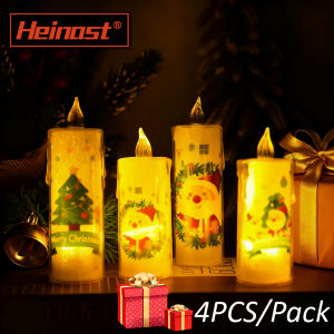 4PCS/Pack LED Crystal Transparent Candle Electronic Candle Light Christmas Atmosphere Light Childrens Gift Bedroom Nightlight