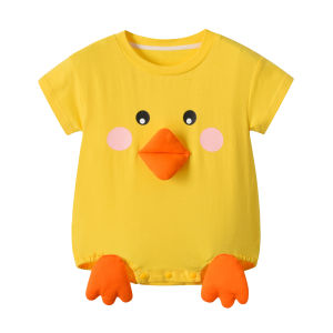 น่ารัก Chicken Scratch ฤดูร้อน ชุดรอมเปอร์แขนสั้น เด็กทารก เสื้อผ้า 6 เดือน ผ้าฝ้าย เสื้อผ้าเด็ก Allmatch เด็กทารก เด็กชาย เด็กผู้หญิง ชุดหน้าร้อน