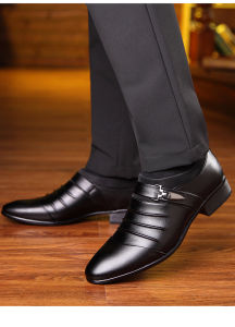Mens Leather Shoes Business Formal Wear Casual Mens Shoes Wedding Shoes Professional Flats Students Bright Pointed plus Size Shoes
