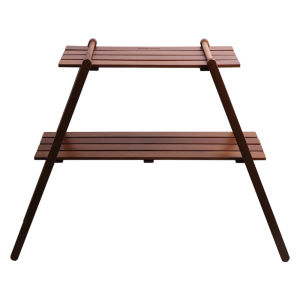 fantasy garden | Double Layer Solid Wood Storage Shelf for Outdoor