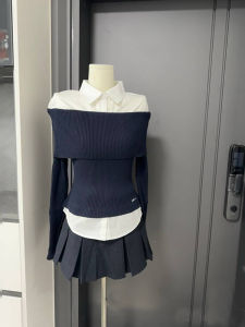 เสื้อเชิ้ตแขนยาวทรงเข้ารูปสไตล์เกาหลีสำหรับผู้หญิงในฤดูใบไม้ร่วงและฤดูหนาว เสื้อสเวตเตอร์คอตั้งแขนยาวแบบสวมหัว