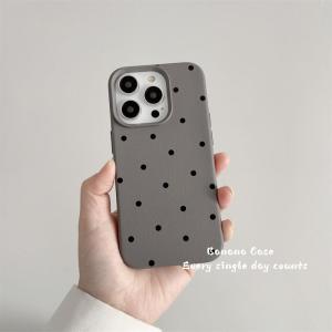 Dotty Bean Womens Full Cover Anti-Fall Phone Case for iPhone 15 pro Max Apple 14 pro 13 New Model 16 pro Max Creative Grey Polka Dot Design