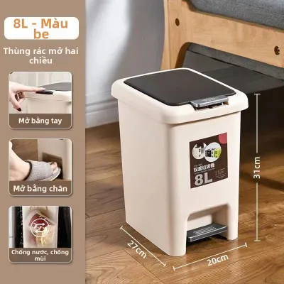 MEIZHUFU | Thùng Rác Có Nắp Bật Bằng Chân