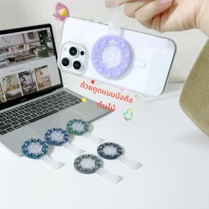 ที่ยึดโทรศัพท์แบบแม่เหล็กใส ซิลิโคน ติดกระจก ถ่ายวิดีโอได้ สำหรับ Magsafe iPhone แบบแฮนด์ฟรี พร้อมสายคล้องมือ