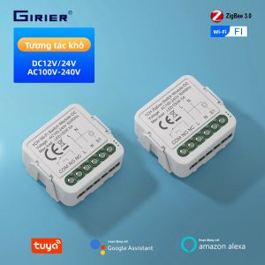 GIRIER Tuya Thông Minh ZigBee/WiFi 5A Khô Tiếp Xúc Mô Đun DIY Phá Rơ Le DC 12/24V AC100-240V Điều Khiển Giọng Nói Alexa Google Home