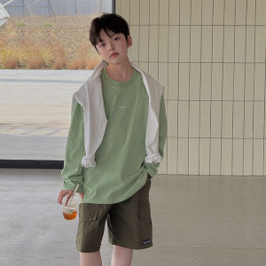 Orof Wind Spring New Long Sleeve Boys T-shirt Childrens Base Shirt Trendy Cotton Polyester Blend round Neck Letter Pattern