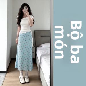 SENWA | Đầm Hoa Xanh Dài Mùa Hè