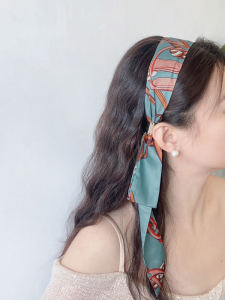Europe and America Creative New Arrival Fashion Satin Fabric Headband Streamer Lace Wide-Brimmed Womens Internet Celebrity Silk Scarf Strap Headband