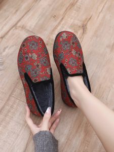Old Beijing Cloth Shoes Womens Winter Thermal Cotton Boots Fleece-lined Thickened Non Slip Soft Bottom Middle-Aged and Elderly Ladieswear Grandma Cotton Shoes
