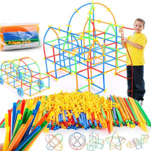 Hot Toys | Straw Splicing Toys Smart Stick Boys and Girls Assembling Colorful Fine Motor Skills Construction Engineering Education Toys