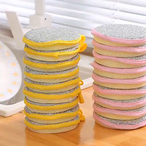5PCS Kitchen Super Absorbent Double-Sided Brushes Magic Dishwashing Sponge Eraser Anti-Grease Rags