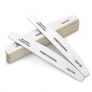 10Pcs/Lot Professional Wooden Nail Files 100/180 Grit Grey Boat Thick Sandpaper Sanding Buffer Files Beauty Tools DIY Salon