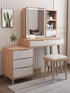 Scandinavian Solid Wood Dressing Table Smart Mirror New Arrival Makeup Table Bedroom Modern Minimalist Storage Cabinet Integrated Dresser