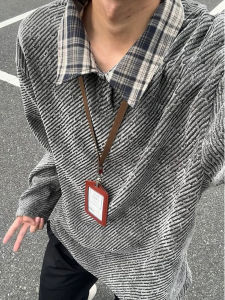 Áo Thun Dài Tay Dệt Kim Cổ Bẻ Phong Cách Mỹ Cổ Điển Dành Cho Nam Mùa Xuân Thu Mới Về Thời Trang Cặp Đôi Thương Hiệu Thời Trang