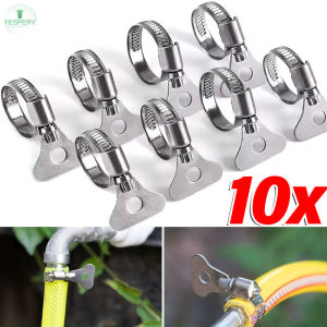 YESPERY 10Pcs Worm Gear Hose Clamp 13-25mm Adjustable Key Clamp Hose Clip Stainless Steel for Water Pipe