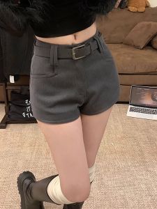 American Style Thickened Woolen Short Pants Womens Spring Autumn Low Waist Straight Leg Wide Leg Pants Casual Pants