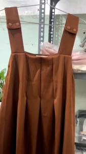 Đầm Bầu Váy Yếm Bầu Dáng Dài Áo Cộc Tay Mùa Hè Vải Chéo Hàn Hai Dây Bản To Basic Trẻ Trung Năng Động