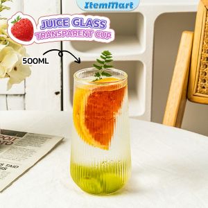 ItemMart Water Cup Coffee Milk Vertical Pattern Glass Simple Style High-Value Household Drink Cups 500ml