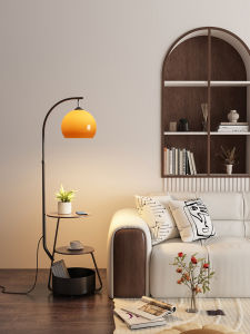 RIYUE | Vintage Style Ambient Floor Lamp for Bedroom and Living Room with Shelf and Bedside Table