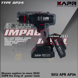 APR Bor Drill Brushless AP34+ 88V 13mm 2 Baterai Keyless Autolock - Garansi 5 Tahun