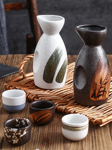 Creative Japanese Style Ceramic Liquor Set Small Cup for Whiskey And Rice Wine Tray Included Handmade Vintage Design
