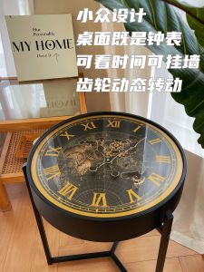 Retro Luxury American Clock Gear Side Table Small Tea Table Living Room Sofa Couchside Furniture for BnB Compact Spaces