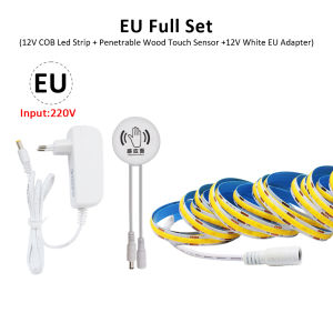 MJJC | DC12V Penetrable Wood Touch Sensor COB LED Strip Lights Hand Sweep Control Dimming Tape Lamp 1M 2M 3M 4M 5M Set US 110V EU 220V