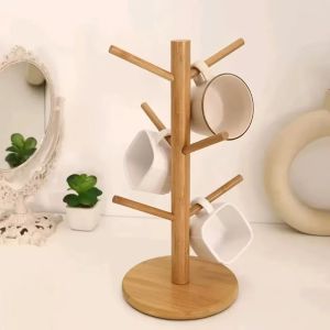 Creative Wooden Desktop Coffee Cup Storage Rack Bamboo Tree Shaped Mug Rack Living Room Kitchen Cup Holder Hat Storage Rack