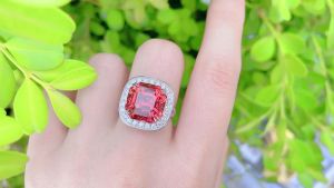 Montagne Jewelry Natural 11.5 Carat Afghan Tourmaline Ring Diamond Inset Fine Jewellery 18k Pure White Gold Ring