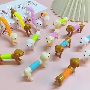 Meade | Durable Colorful Stretchable Dog Toy 6/12PCS Telescopic Spring Animals Sensory Stress Relief Squeeze Interactive Pet Puzzle Toys