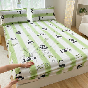 Dansunreve Waterproof Bedsheet Cartoon Panda Cat Butterfly Printed Fitted Bed Sheet Single/Super Single/Queen/King Mattress Protector