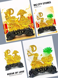 2027 Year of the Goat Feng Shui Figurine 2‑Styles White‑Gold Cabbage & Full‑Gold Money Tree Lucky Goat Statue Wealth‑Drawing Ornament for Home Office Cashier Auspicious Chinese New Year & Business Opening Gift with Gift Box Height 19cm