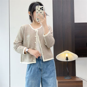 Áo Len Cardigan Dệt Kim Tay Dài Ngắn Cho Nữ Mùa Xuân Phong Cách Hàn Quốc Thường Ngày Mỏng Áo Khoác Ngoài Áo Len Cổ Tròn