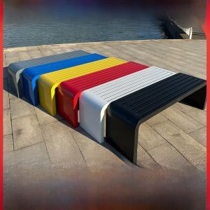 Outdoor Park Benches Casual Square Stadium Leisure Long Chairs Metal Artistic Design Movable Residential Furniture