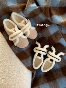 MANYU Basic Flat Bottom Fur Slippers Stylish Versatile Everyday Wear Cute Artificial Fur Slip-On Shoes for Young Women