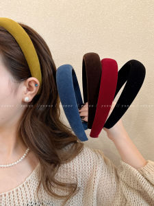 Fall Winter Retro Velvet Hairband Womens Wide Edge High Forehead Face Slimming Hairband Fashionable Hair Accessories